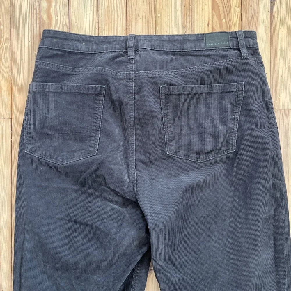 American Eagle Corduroy Pants Women Size 16 Long dark‎ gray y2k Stretch straight